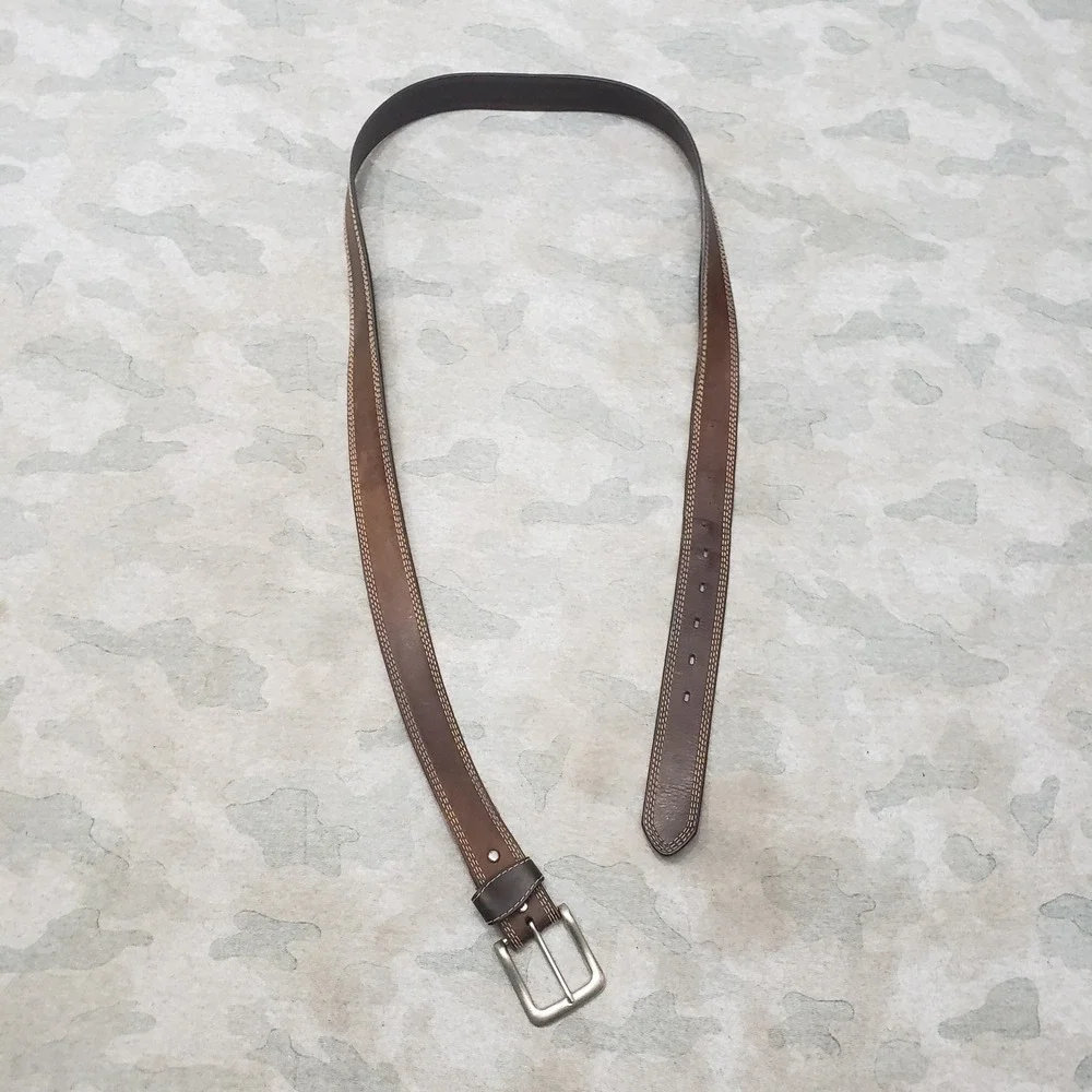 Carhartt Leather Belt Mens 32 Brown Triple Stitch Workwear Casual